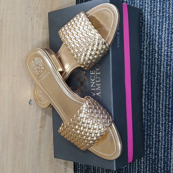 Vince Camuto Shoes - Vince Camuto Meren Woven Metallic Sandals In Gold 7.5M